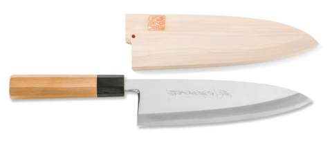 Ichimonji MitsuhideHakugin Deba knife 180mm with Sheath